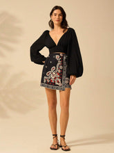 CAJUNI Women Tropical Flower Selenipedium And Azalea Printed Boho Vacation Casual Summer Wrap Lace Up Micro Skirt